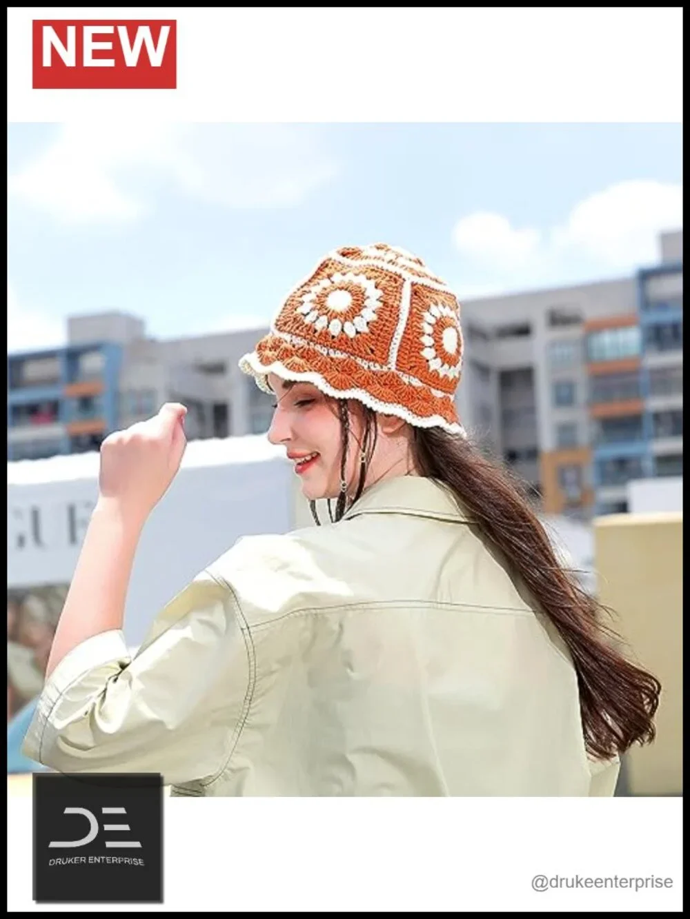 Hand Knitted Crochet Bucket Hat - Foldable Floppy Beach Hat for Women -